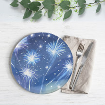 Blauw Aquarel Vuurwerk | Oud en Nieuw Feest