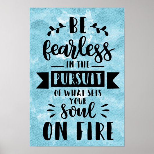 Blauw Aquarel - Wees Onbevreesd Poster (Voorkant)