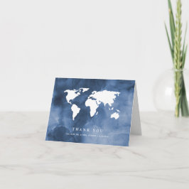 Blauw Aquarel | Wereldkaart Bedankt