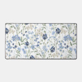 Blauw Aquarel Wildbloem Bureaumat (Voorkant)