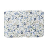 Blauw Aquarel Wildbloem Motief Badmat (Voorkant)