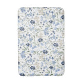 Blauw Aquarel Wildbloem Motief Badmat (Voorkant Verticaal)