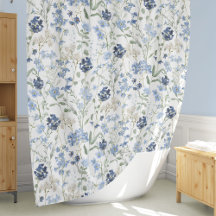 Blauw Aquarel Wildbloem Motief
