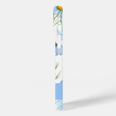 Blauw Aquarel Wilde Bloem Monogram Naam Case-Mate iPhone Case (Achterkant / Links)