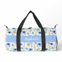 Blauw Aquarel Wilde Bloem Monogram Naam