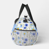 Blauw Aquarel Wilde Bloem Monogram Naam Plunjezak (Rechts)
