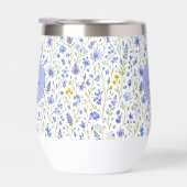 Blauw Aquarel Wilde Bloem Patroon Aangepaste Naam (Rechts)
