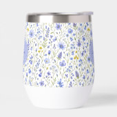 Blauw Aquarel Wilde Bloem Patroon Aangepaste Naam (Links)