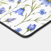 Blauw Aquarel Wilde Bloem Patroon Aangepaste Naam Bureaumat (Hoek)