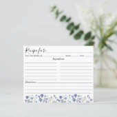 Blauw Aquarel Wilde Bloementuin Receptkaart (Staand voorkant)
