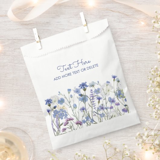 Blauw Aquarel Wilde Bloemenwei Bedankzakje (Geknipt)