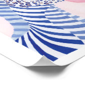 Blauw Aquarel Zebra Dier Blaast Kauwgom Bel Poster (Hoek)