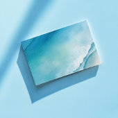 Blauw aquarel Zee en Zand RSVP met QR Code Informatiekaartje