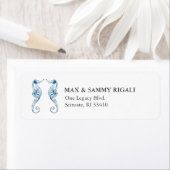Blauw Aquarel Zeepaardje Adres Etiket (Insitu)