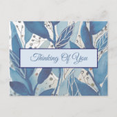 Blauw aquarelblad dat aan je denkt briefkaart (Voorkant)