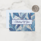 Blauw aquarelblad dat aan je denkt notitiekaartje (Voorkant / Achterkant in situ)