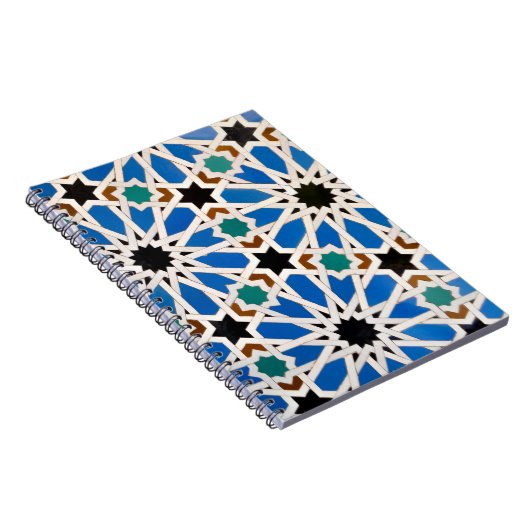 Blauw Arabesque Mosaic Pattern Spiral Notitieboek (Rechterzijde)