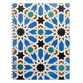 Blauw Arabesque Mosaic Pattern Spiral Notitieboek (Voorkant)