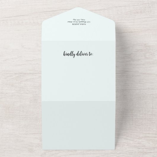 Blauw Arabisch & Engels Alles in één bruiloft uitn All In One Uitnodiging (Buitenkant)