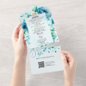 Blauw Arabisch & Engels Alles in één bruiloft uitn All In One Uitnodiging (Afscheurbaar)