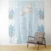 Blauw Arctic Polar Beer Baby shower achtergrond Wandkleed (In situ)