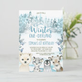 Blauw Arctisch Dier Winter Nederland Verjaardag Kaart (Staand voorkant)