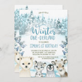 Blauw Arctisch Dier Winter Nederland Verjaardag Kaart (Voorkant / Achterkant)