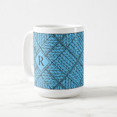 BLAUW ARGYLE BREISEL Hoge Witte Mok + Tekst (Voorkant links)