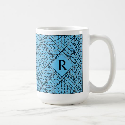 BLAUW ARGYLE BREISEL Hoge Witte Mok + Tekst (Rechts)