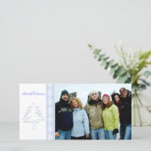 Blauw Argyle Dennenboom & Sneeuwvlok Kerstmis Feestdagenkaart (Staand voorkant)