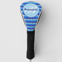 Blauw Argyle, Marine, Hemelblauw, Lichtblauw met M Golfheadcover