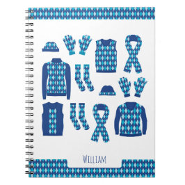 Blauw Argyle Patroon Items Foto Notitieboek