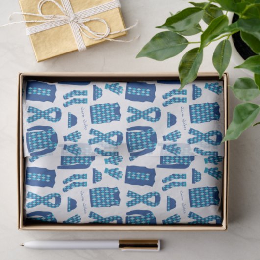 Blauw Argyle Patroon Items Weefselpapier Tissuepapier (Geschenk)