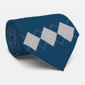 Blauw Argyle patroon Stropdas (Opgerold)