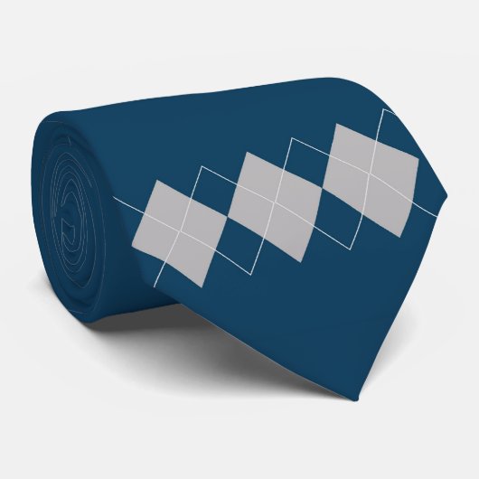 Blauw Argyle patroon Stropdas (Opgerold)