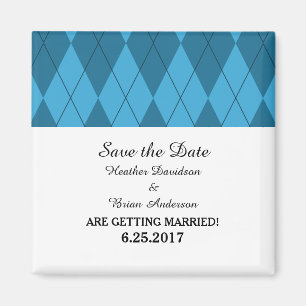 Blauw Argyle Save the Date-magneet Magneet