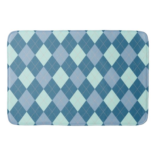 Blauw Argyle Vintage Patroon Badmat (Voorkant)