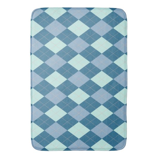 Blauw Argyle Vintage Patroon Badmat (Voorkant Verticaal)