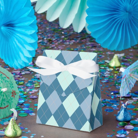 Blauw Argyle Vintage Patroon Bedankdoosjes (Feest)