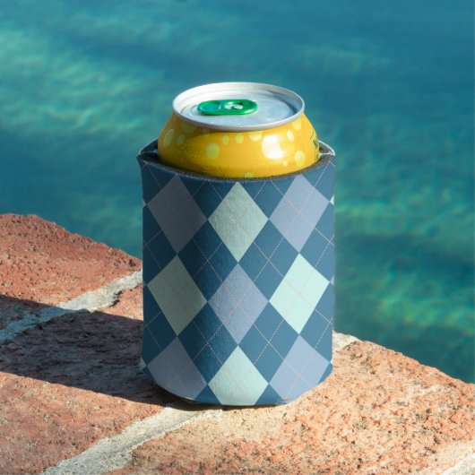 Blauw Argyle Vintage Patroon Blikjeskoeler (Insitu Zwembad)