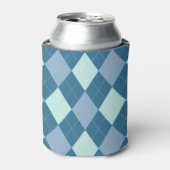 Blauw Argyle Vintage Patroon Blikjeskoeler (Blikje Voorkant)
