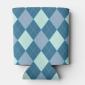 Blauw Argyle Vintage Patroon Blikjeskoeler (Achterkant)