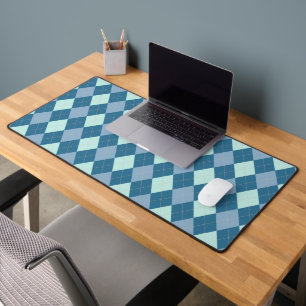 Blauw Argyle Vintage Patroon Bureaumat