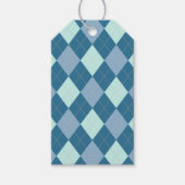 Blauw Argyle Vintage Patroon Cadeaulabel (Voorkant)