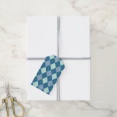Blauw Argyle Vintage Patroon Cadeaulabel (Met Touw)