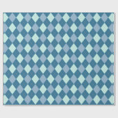 Blauw Argyle Vintage Patroon Cadeaupapier (Vlak)