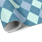 Blauw Argyle Vintage Patroon Cadeaupapier (Rol Hoek)