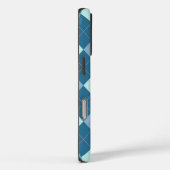 Blauw Argyle Vintage Patroon Case-Mate iPhone Case (Achterkant / Rechts)