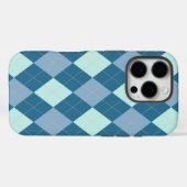 Blauw Argyle Vintage Patroon Case-Mate iPhone Case (Achterkant (horizontaal))