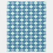 Blauw Argyle Vintage Patroon Fleece Deken (Voorkant)